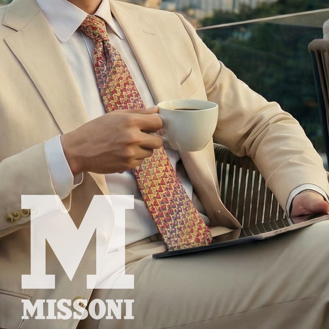 미쏘니 실크 믹스 기하 패턴 넥타이 9.4cm A+등급 A19741 상품이미지1