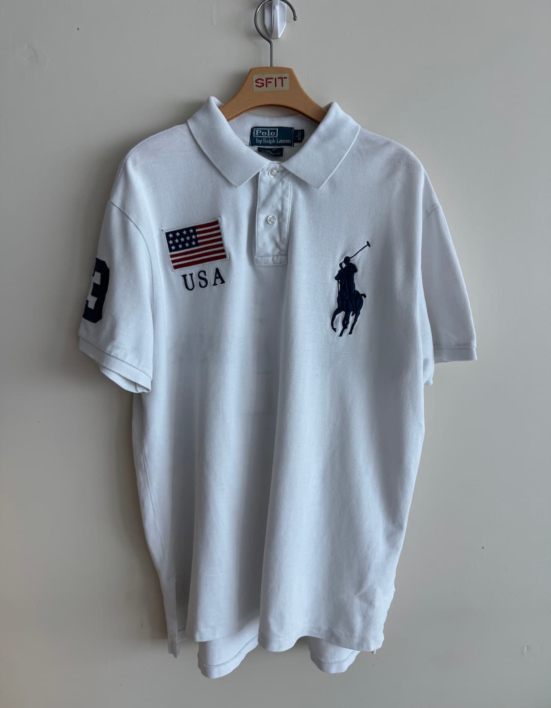 폴로 랄프로렌 빅포니 USA 성조기 카라티 L 상품이미지1