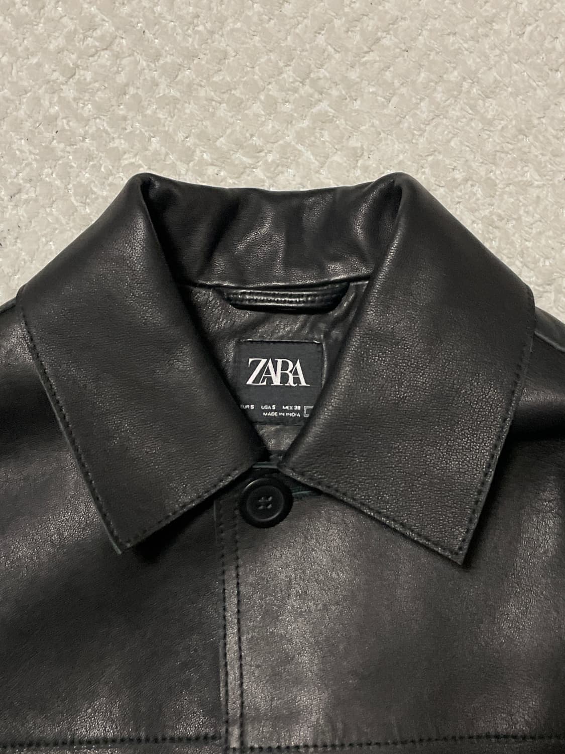 [S] ZARA 자라 웨스턴 무드 램스킨 양가죽 레더 카 코트 상품이미지4