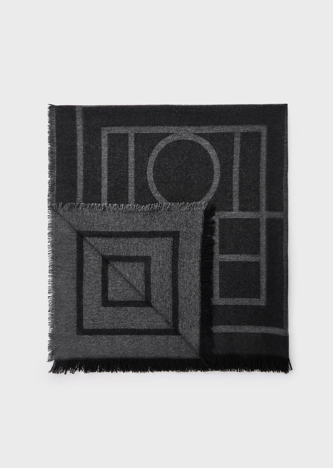 토템 모노그램 울 캐시미어 스카프 다크 그레이 상품이미지3