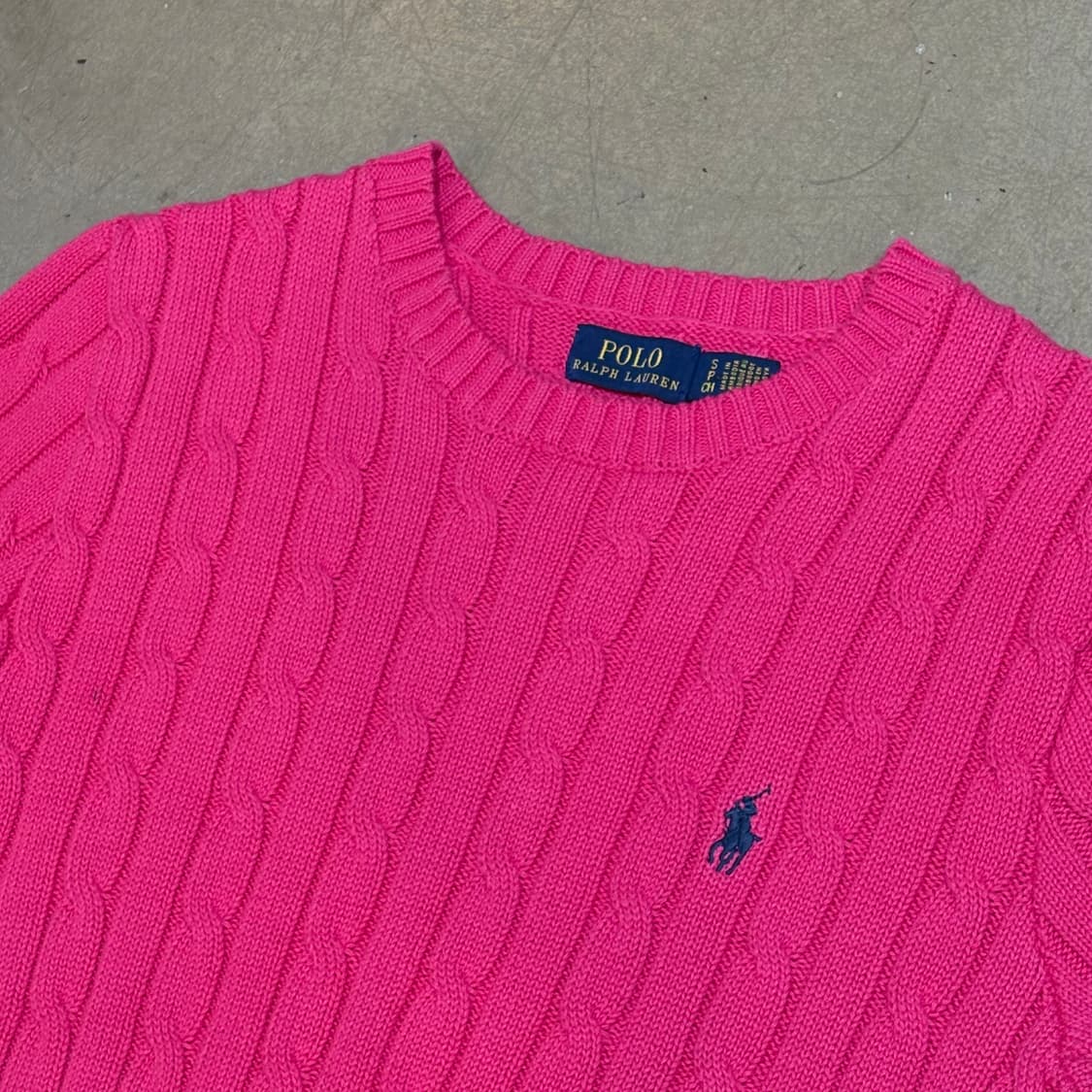 S 폴로랄프로렌 여성용 핑크 케이블 반팔 니트  상품이미지1