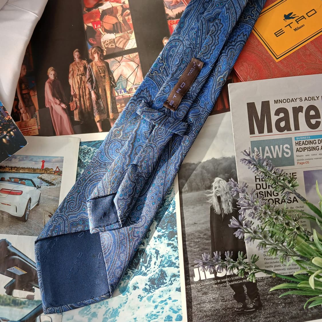 에트로 실크 블루 페이즐리 넥타이 9.6cm A등급 A19485
 상품이미지5