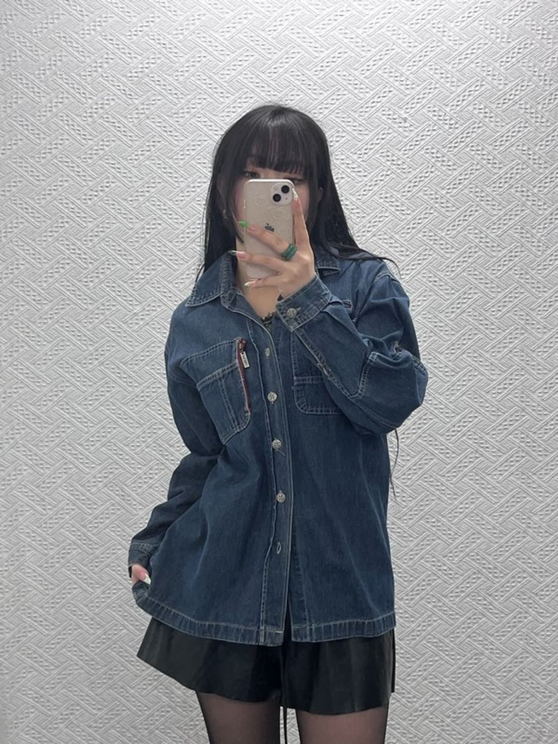 푸부 올드스쿨 레트로 빈티지 자수디테일 데님 셔츠 95 C08979 상품이미지1