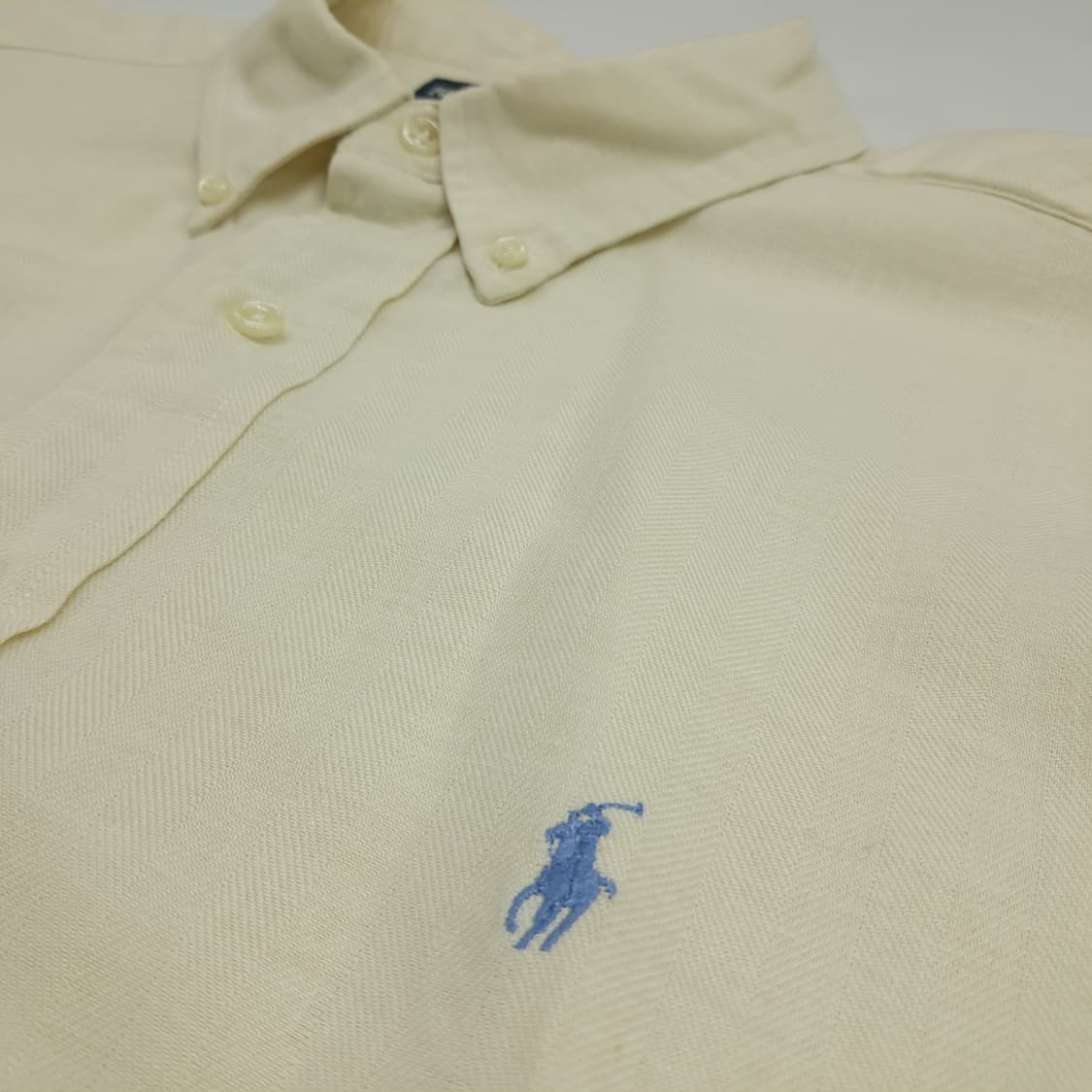 Co986 2XL 폴로 랄프로렌 내추럴 아이보리 코튼린넨 긴팔 셔츠 남방 상품이미지5