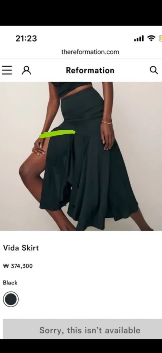 리포메이션 vida 블랙 플리츠 미디 스커트 비스코스플레어스커트 상품이미지5