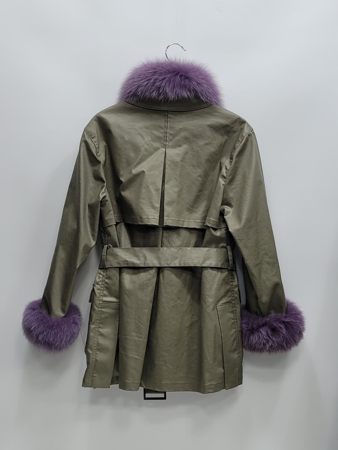 (새상품급) 안나수이 20FW 폭스퍼 벨티드 자켓 / 여 55 카키
 상품이미지2