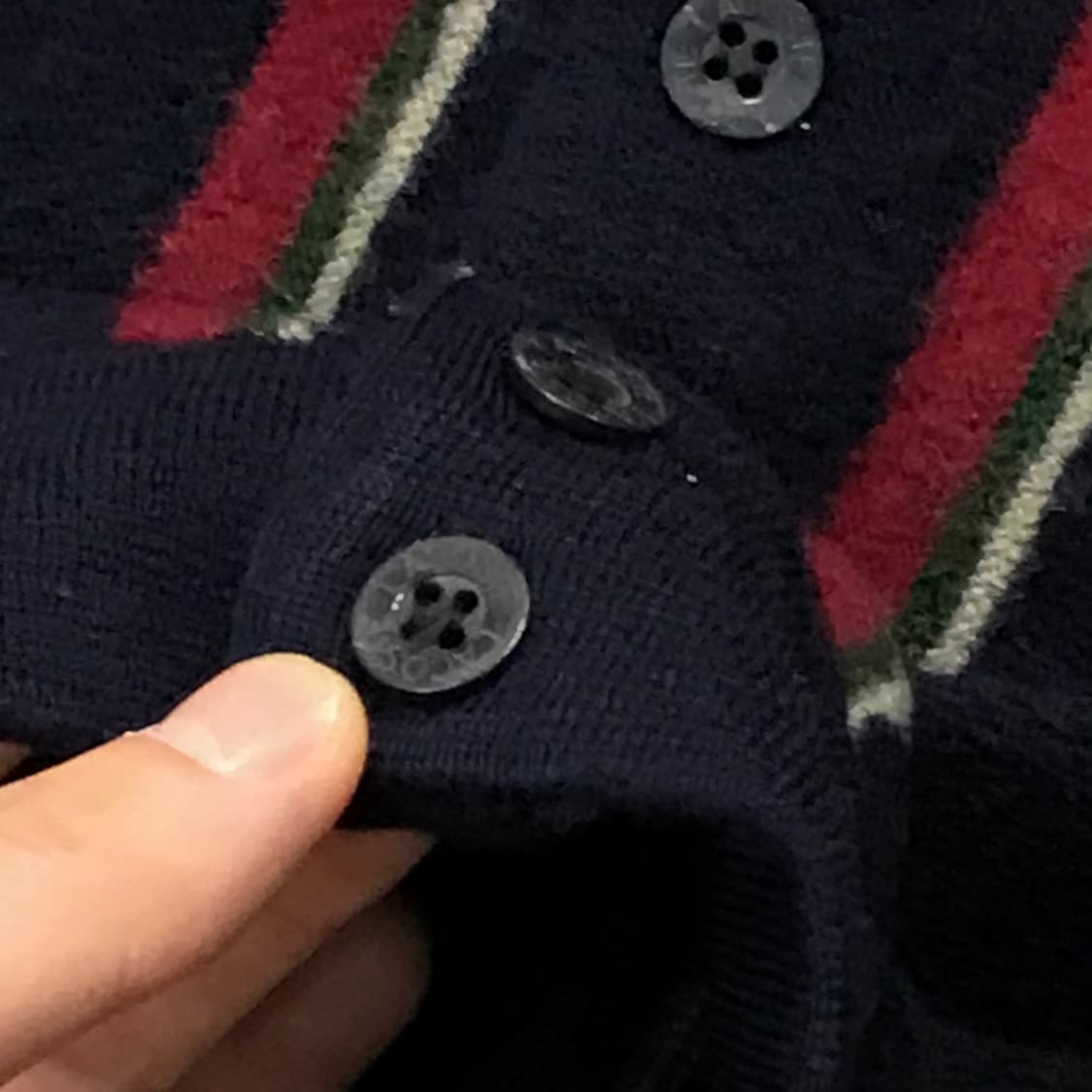 90s 라코스테 네이비 스트라이프 울 크롭 가디건 여성 55 사이즈  상품이미지4