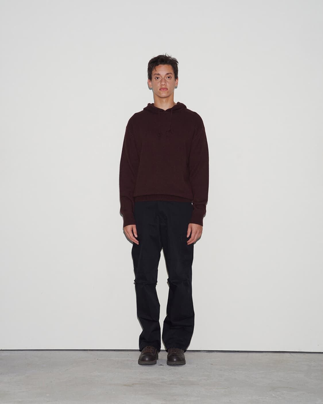 월스와일무브먼트 comfy knit hoodie 마룬 (1) 상품이미지2