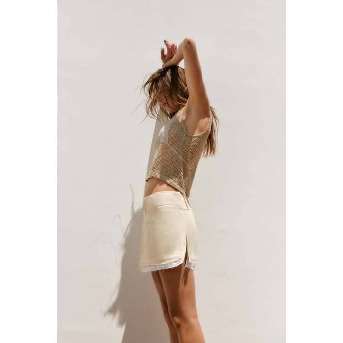 자라 콘트라스트 미니 스커트 LIGHT BEIGE 상품이미지4