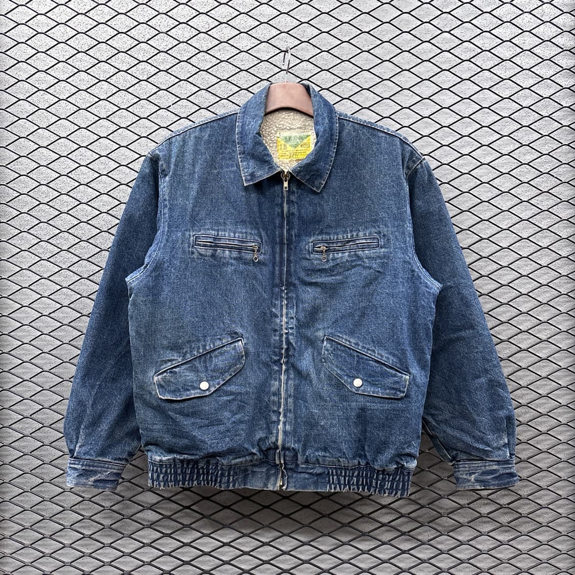 빅존 데님 워크집업자켓 보아안감 액션 플리츠 디테일 블루 상품이미지2