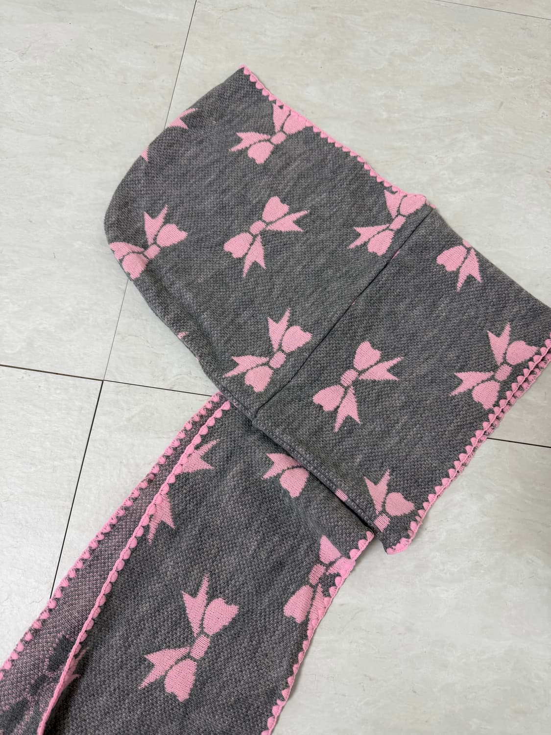 [새상품] 리본 니트 후드 머플러 바라클라바 상품이미지3