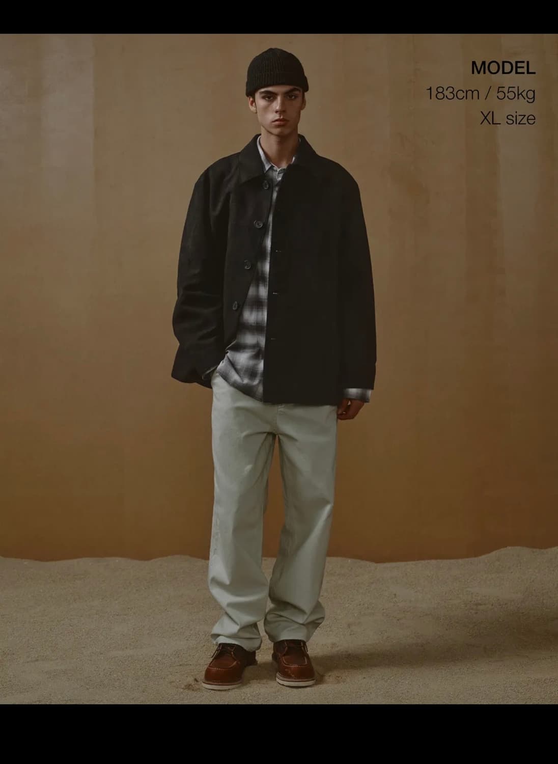 무신사 신세틱 스웨이드 카코트 블랙/브라운 삽니다 상품이미지2