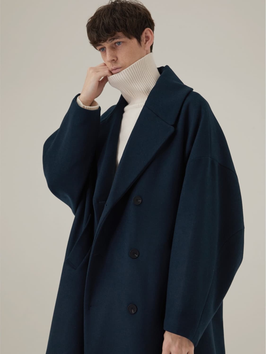 [L]효지노리코 엑스트라 더블 코트 다크그린 상품이미지2