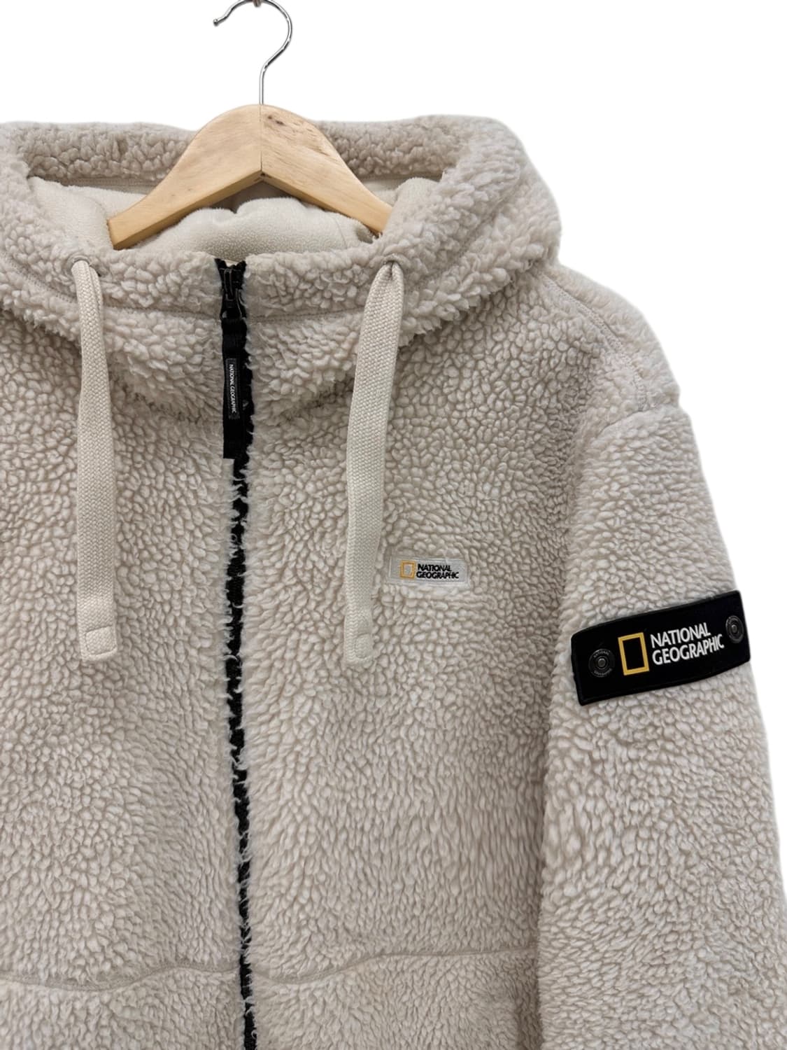 내셔널지오그래픽 뽀글이 플리스 후리스 후드집업 아이보리 (L) 상품이미지2