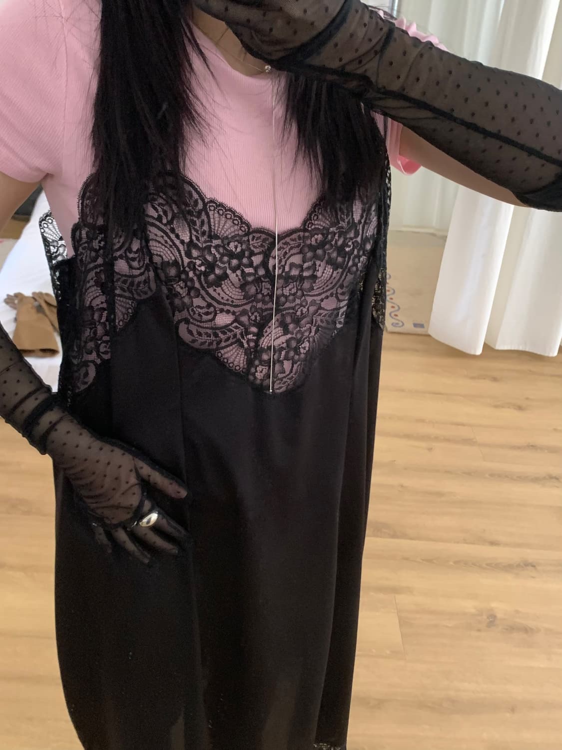 Francesca black slip dress 상품이미지3