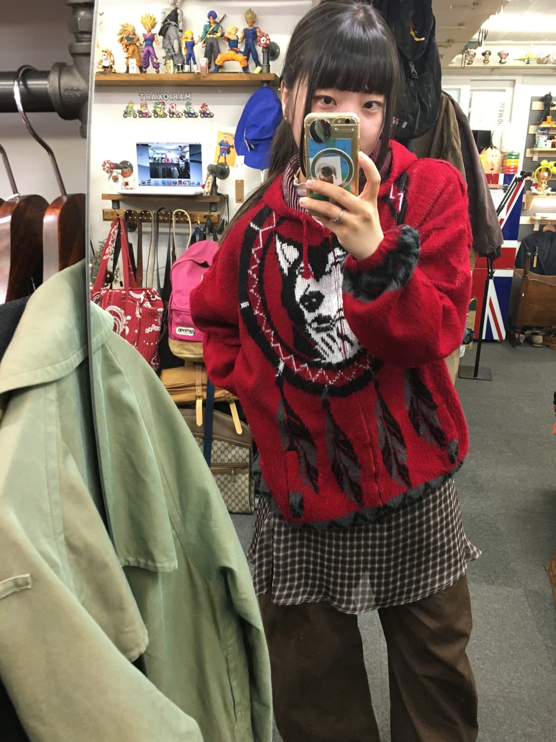 빈티지 헤비 니트 후드 집업 상품이미지1