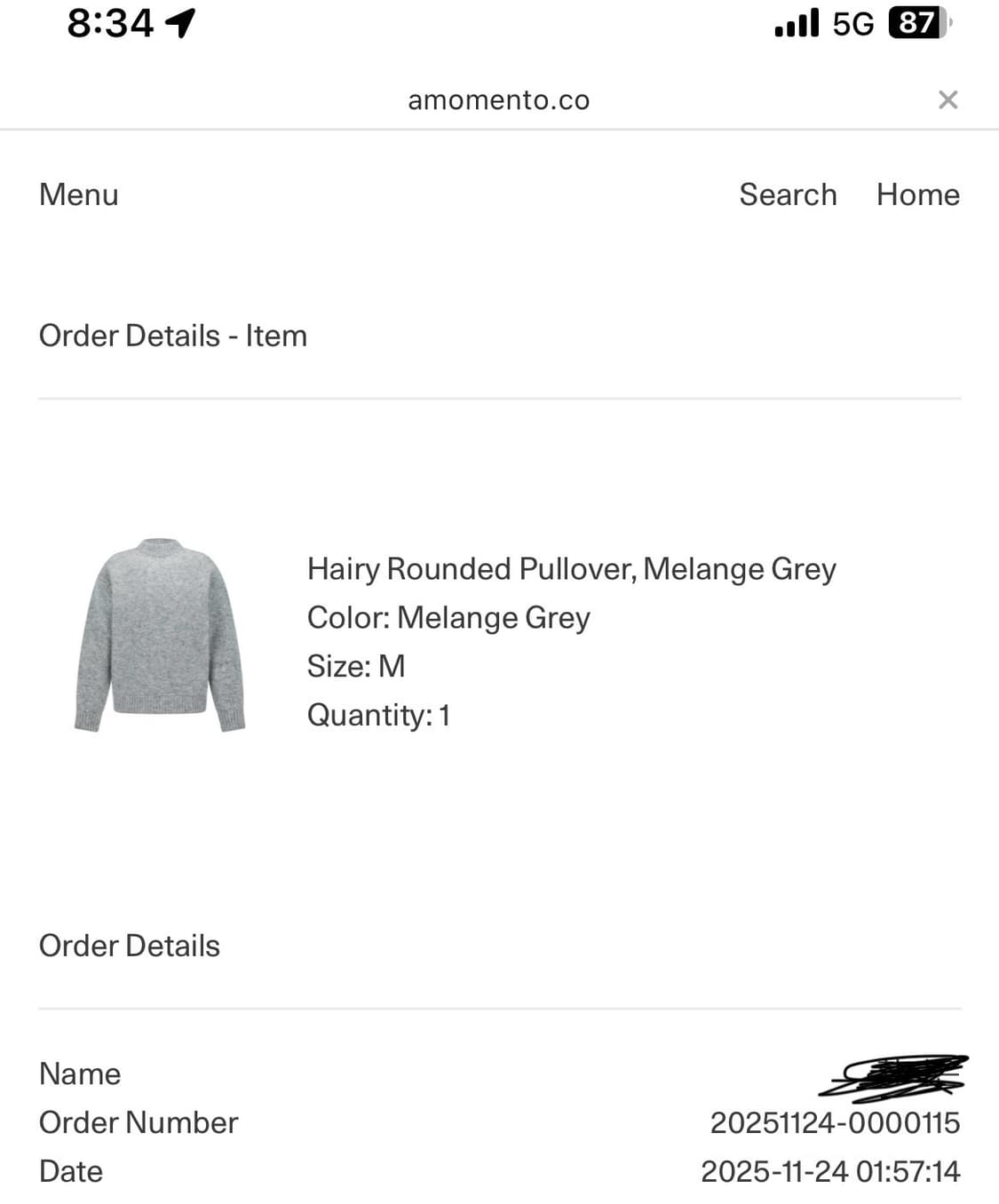 (거의 새상품) 아모멘토 헤어리 라운드 니트 풀오버 멜란지그레이m 상품이미지4
