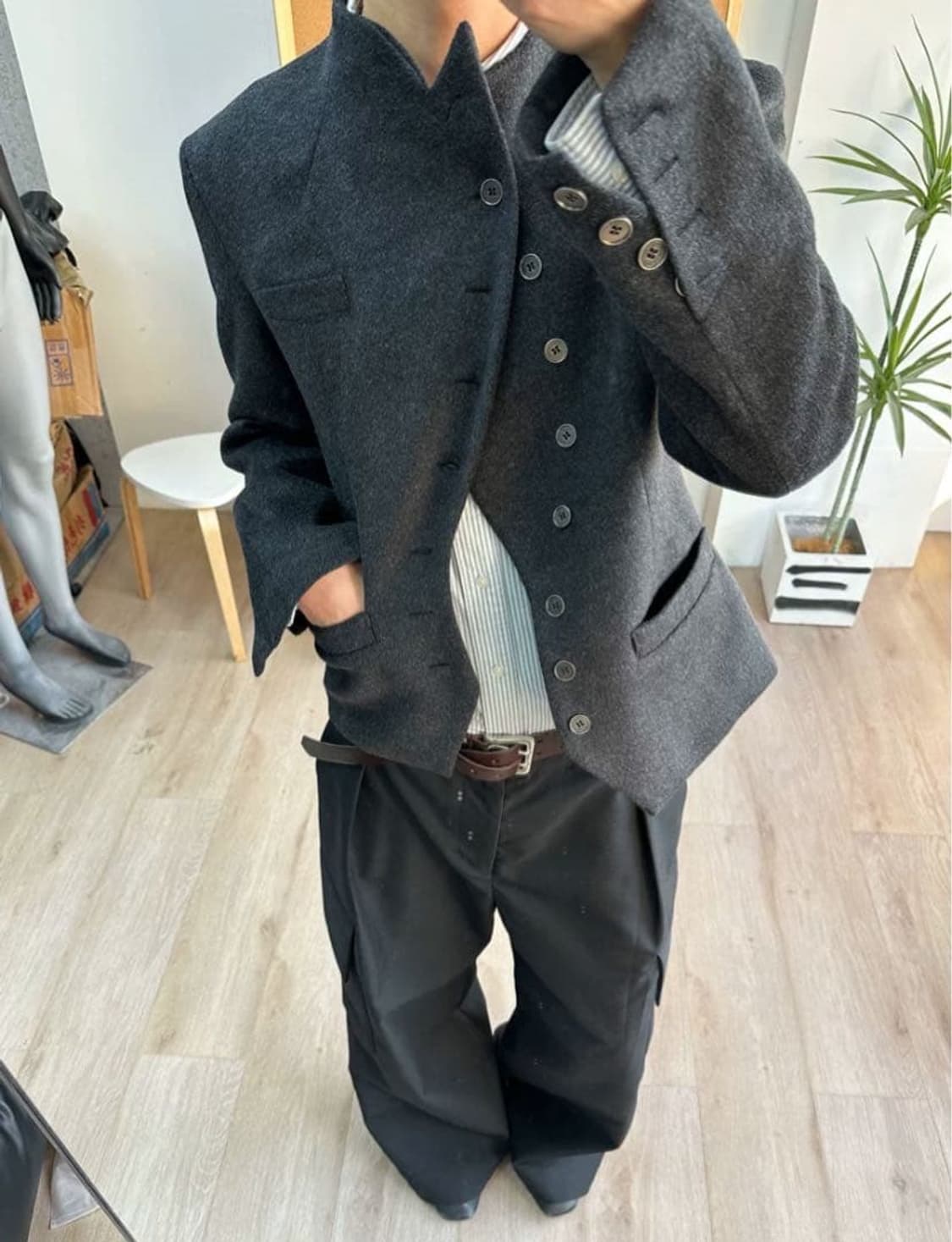 Italian 사선 테일러드 울자켓 상품이미지5