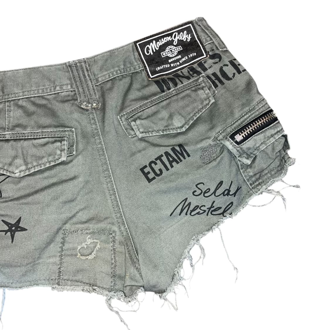 카고 스터드 자수 레터링 숏 팬츠 y2k갸루펑크 상품이미지4