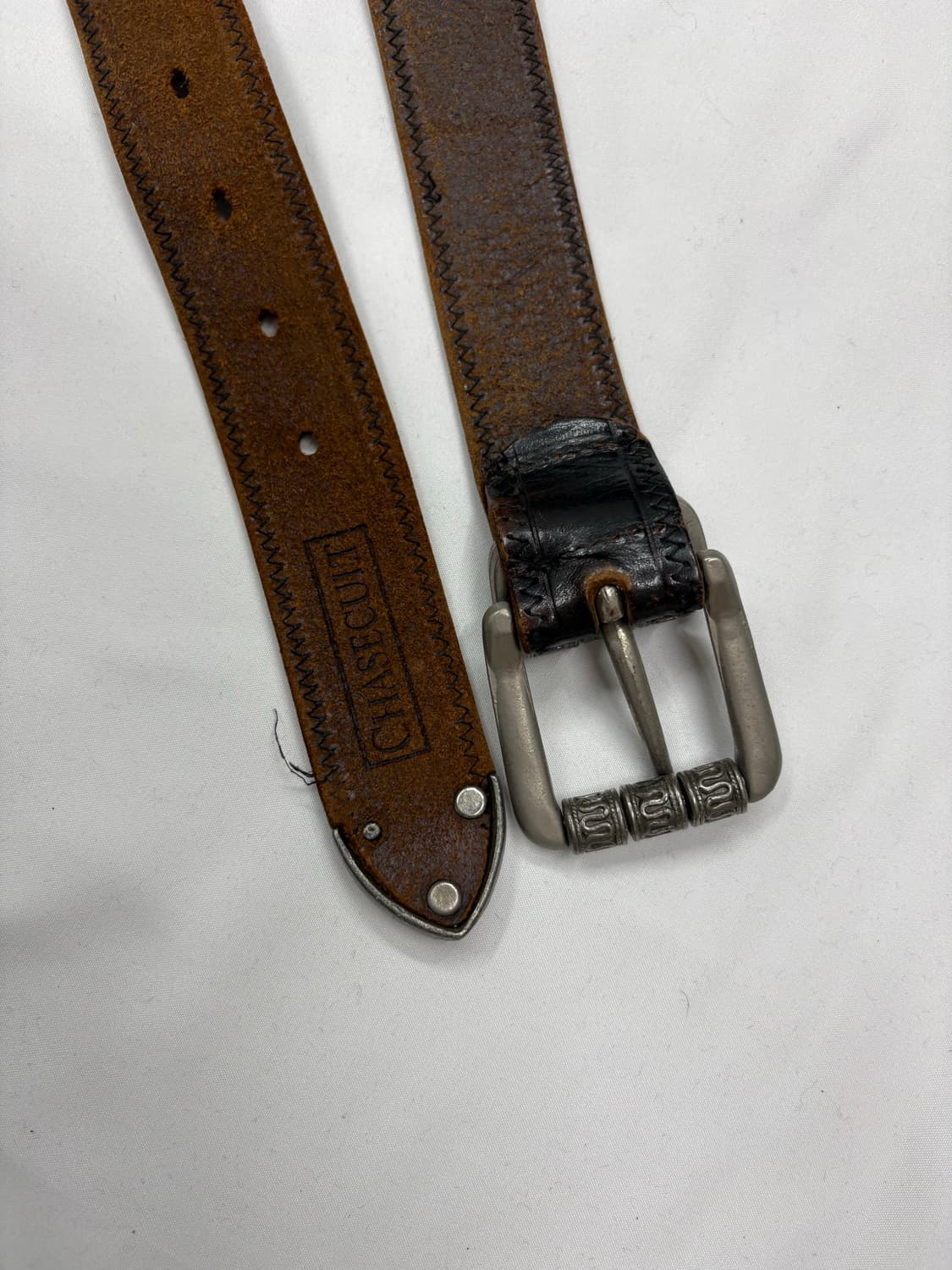 빈티지 웨스턴 다크 브라운 레더 벨트 상품이미지4