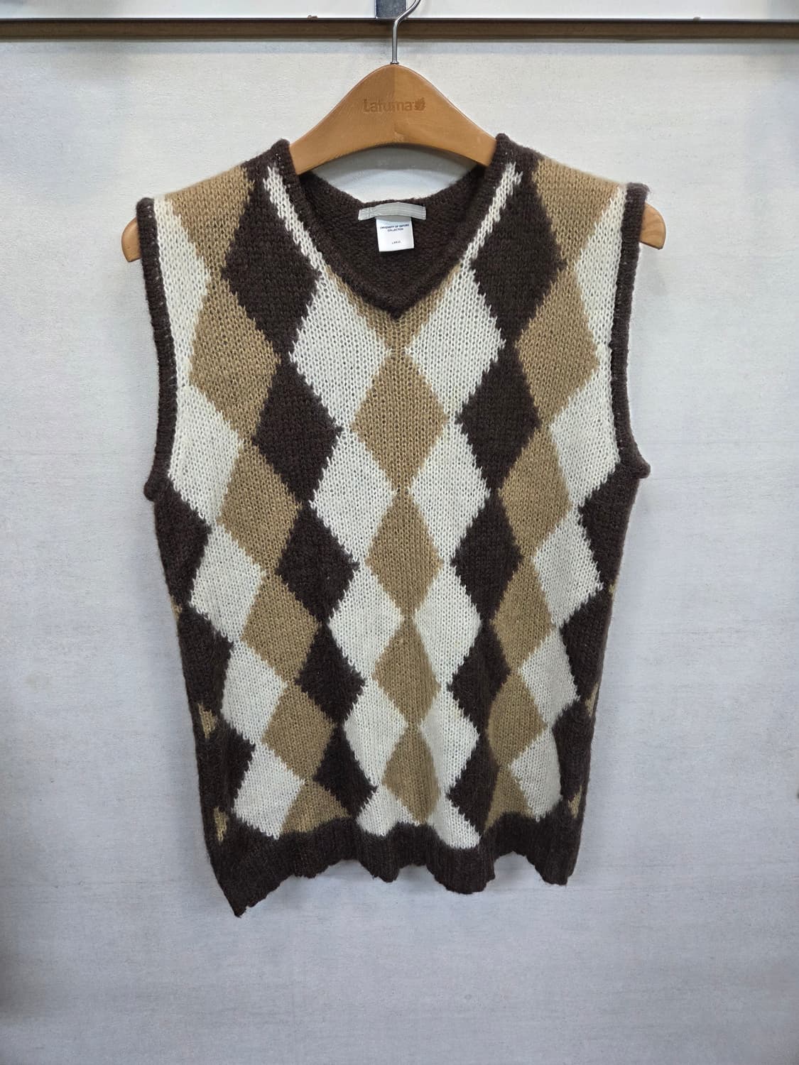 일본빈티지 아가일 패턴 니트조끼 L 상품이미지1