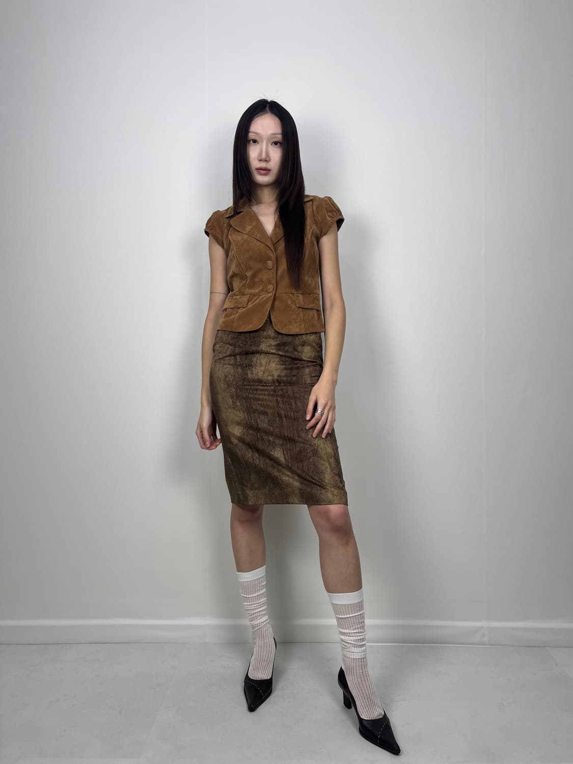 MIXED BROWN SUEDE SKIRT 상품이미지4