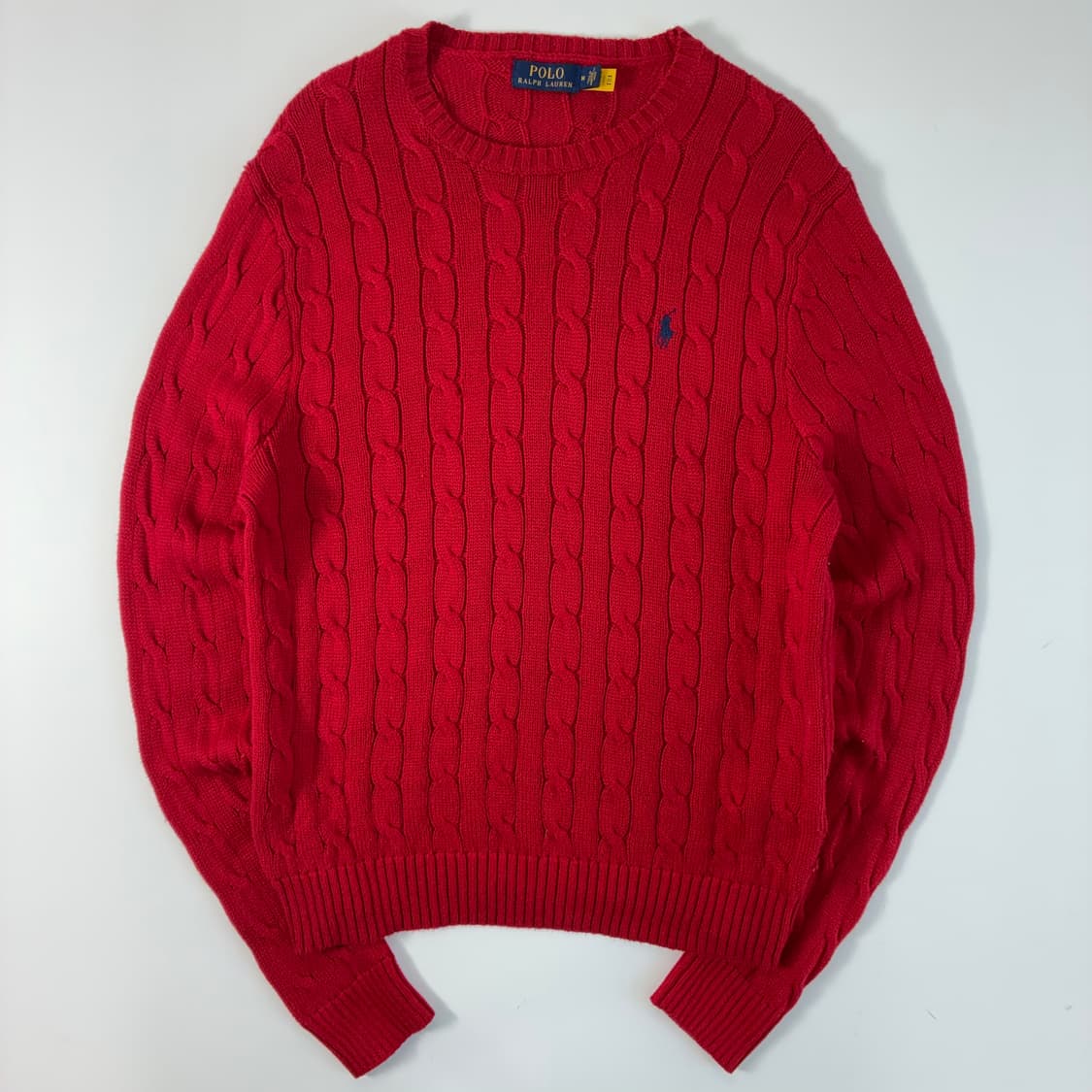 Polo 폴로 랄프로렌 현행QR 딥레드 케이블 라운드 니트 상품이미지1