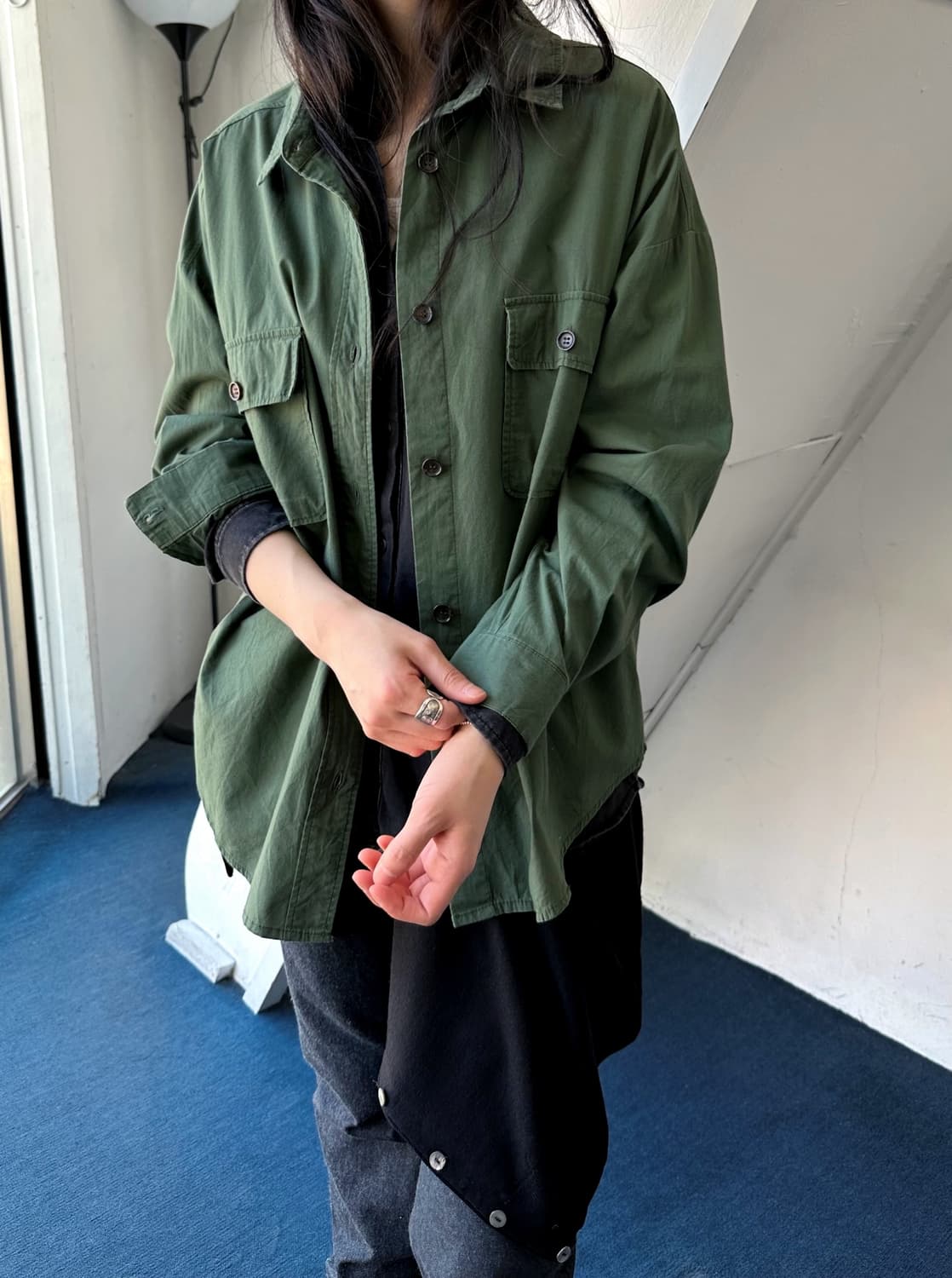 Light cotton wide silhouette work shirt 상품이미지7