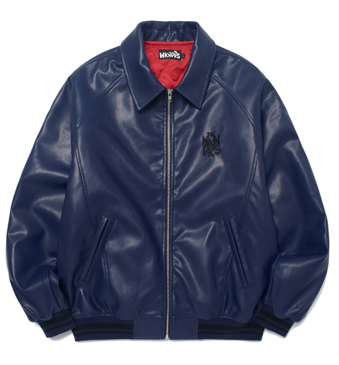M) 위캔더스 스프레이 레더 자켓 네이비 상품이미지2