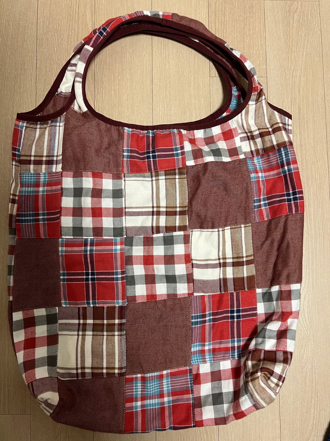 시즈너블 패치워크 체크 숄더백 상품이미지2