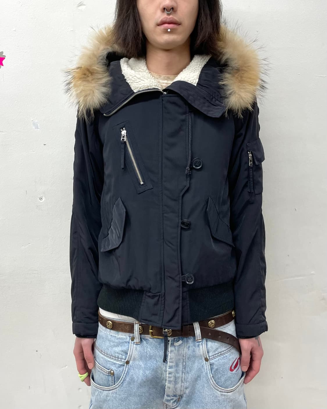 Big Hoodie Black Cropped Padded Jacket  상품이미지1