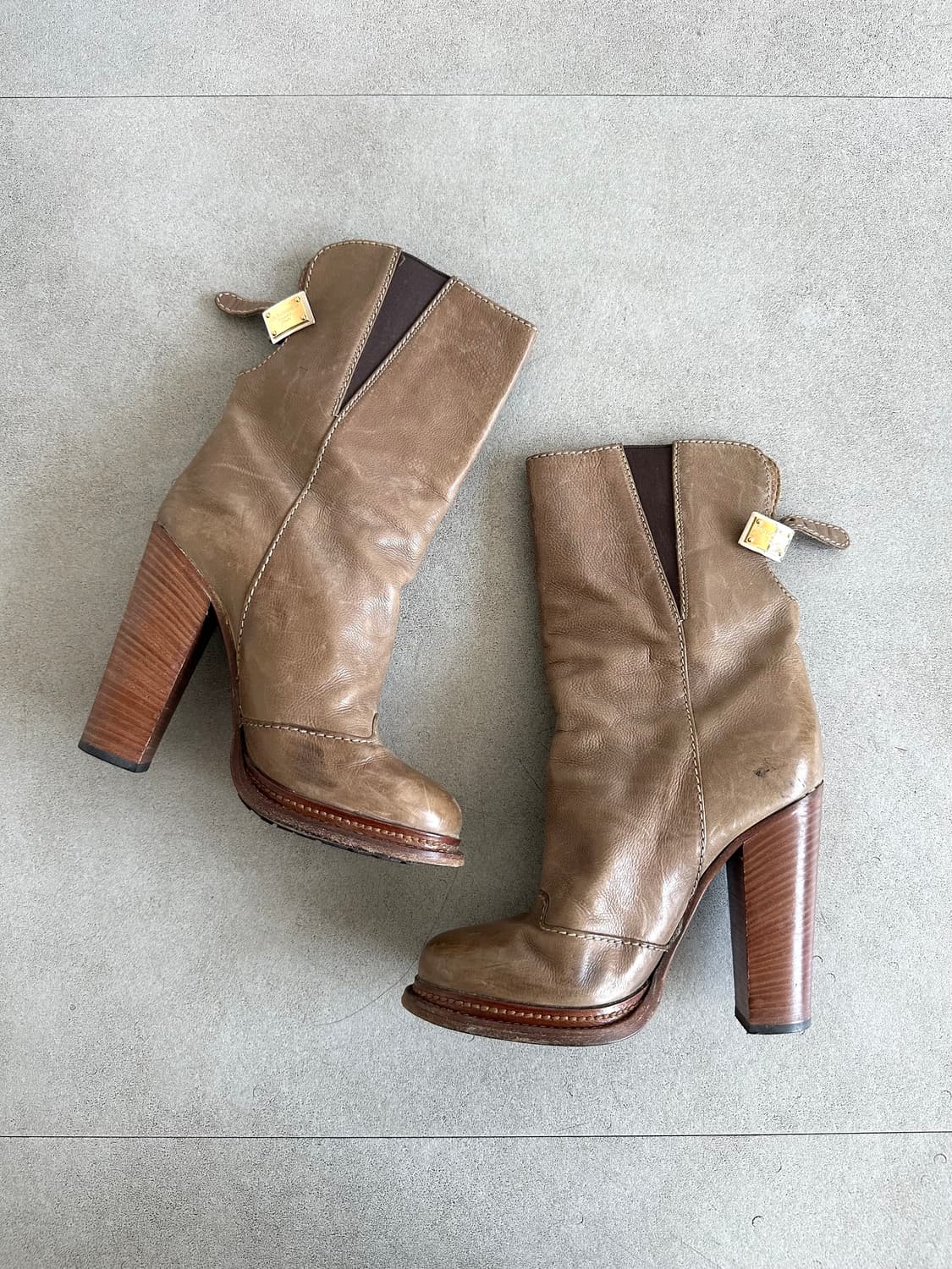 돌체앤가바나 2000s 메탈 스트랩 레더 힐 부츠 상품이미지1