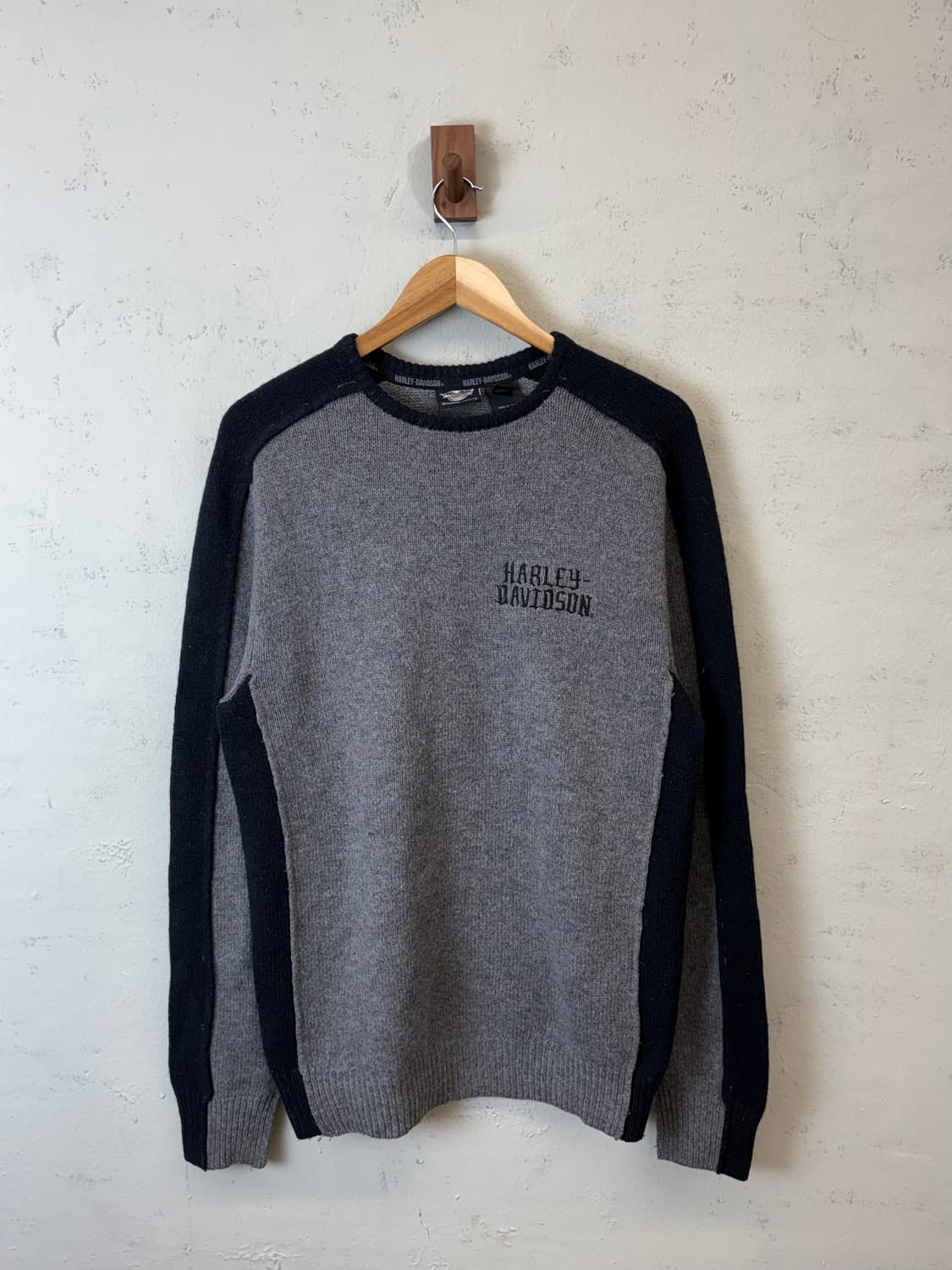 할리데이비슨 빈티지 그레이 블랙 투톤 니트 상품이미지1