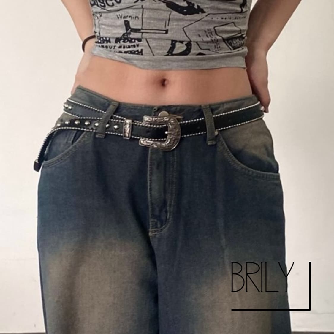 [Unisex] RIEL 볼 스터드 클래식 웨스턴 벨트 상품이미지1