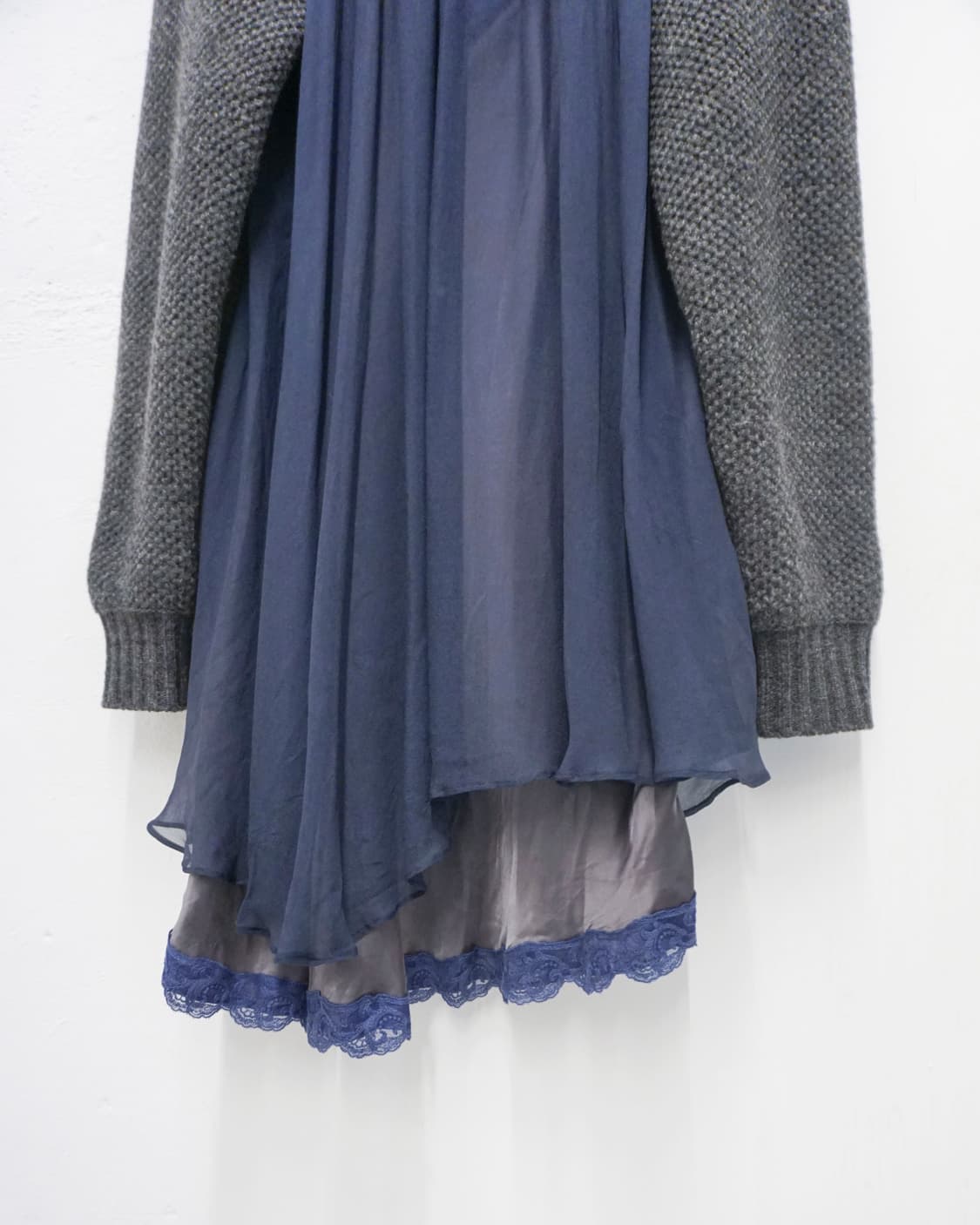 SACAI layered knit chiffon dress 상품이미지7