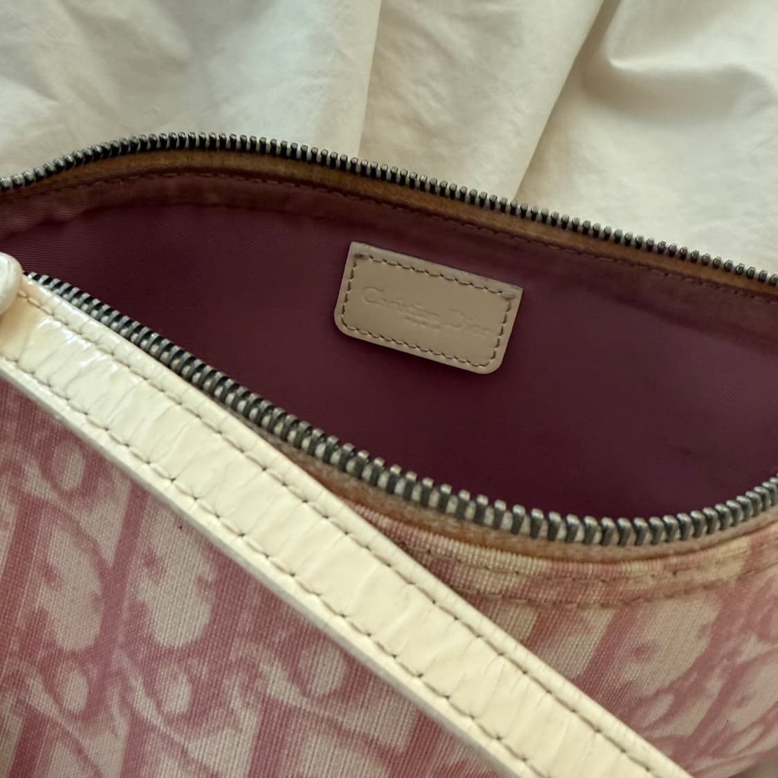 빈티지 디올 오블리크 pvc백 새들백 핑크 상품이미지6