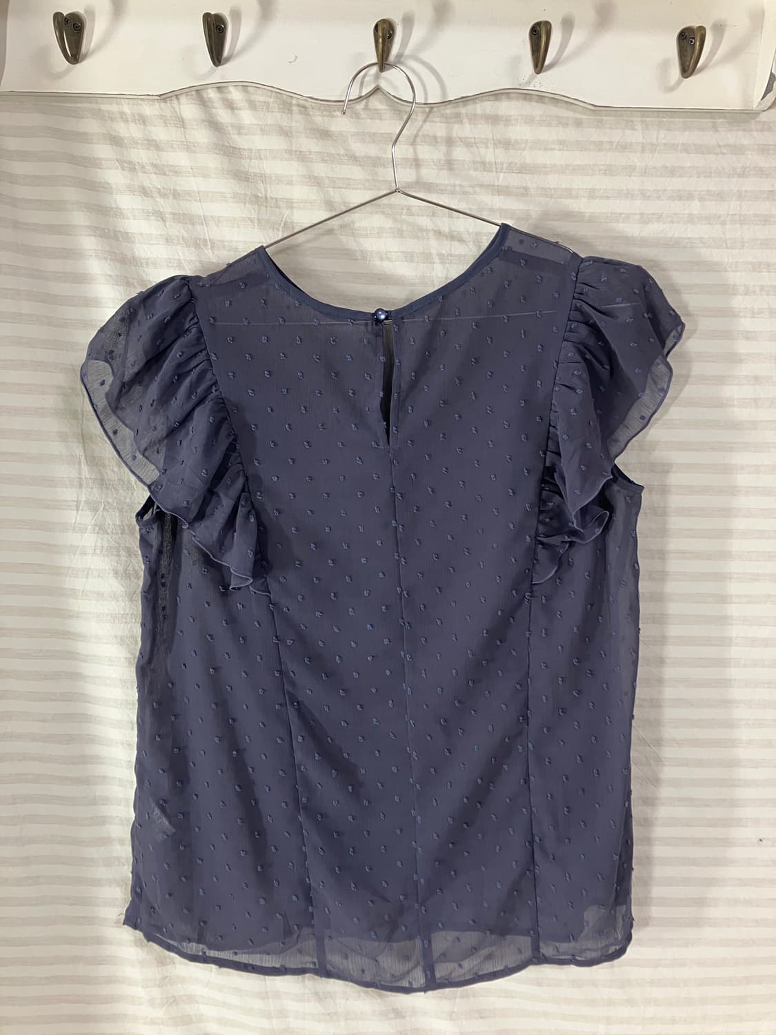 빈티지 파스텔 블루 폼폼이 샤랄라 블라우스 1067 모리걸 y2k 스트릿 상품이미지1