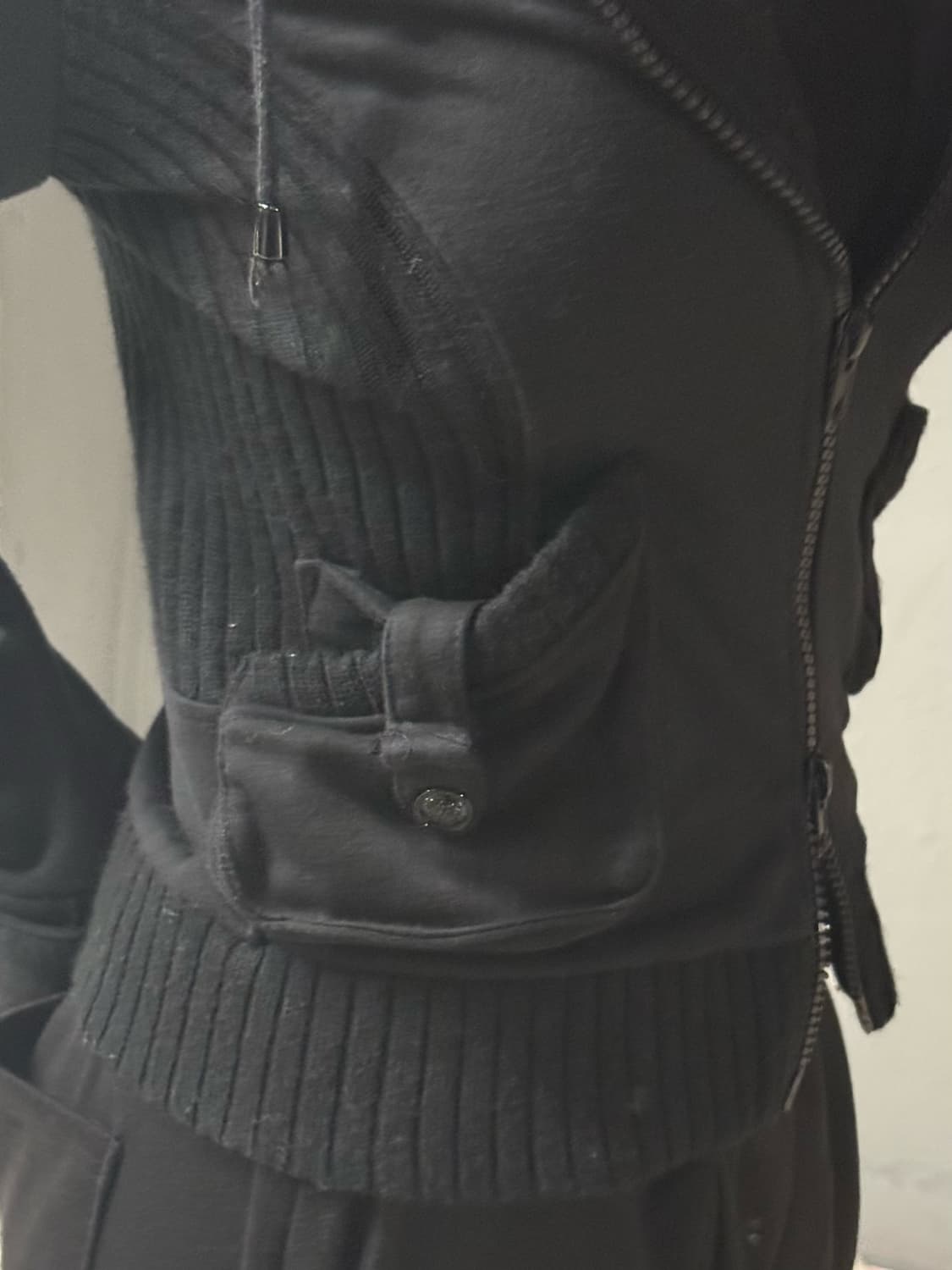 ribbed detail layered collar hood zip-up 상품이미지4