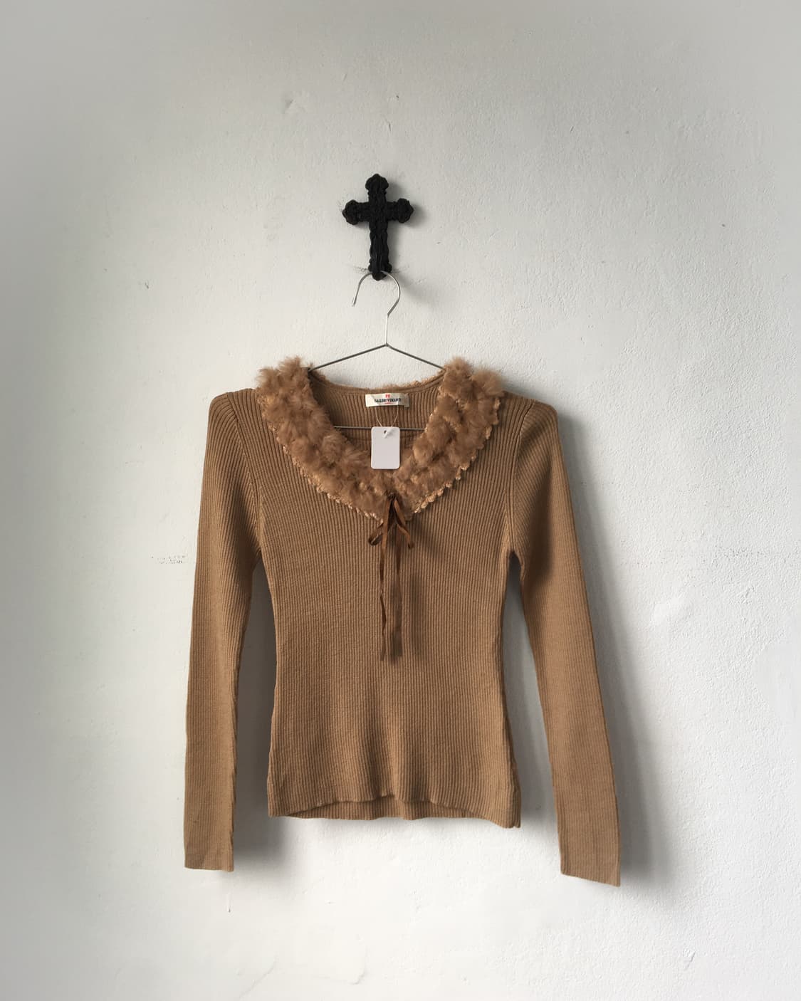 Fur trimming ribbed knit 상품이미지2