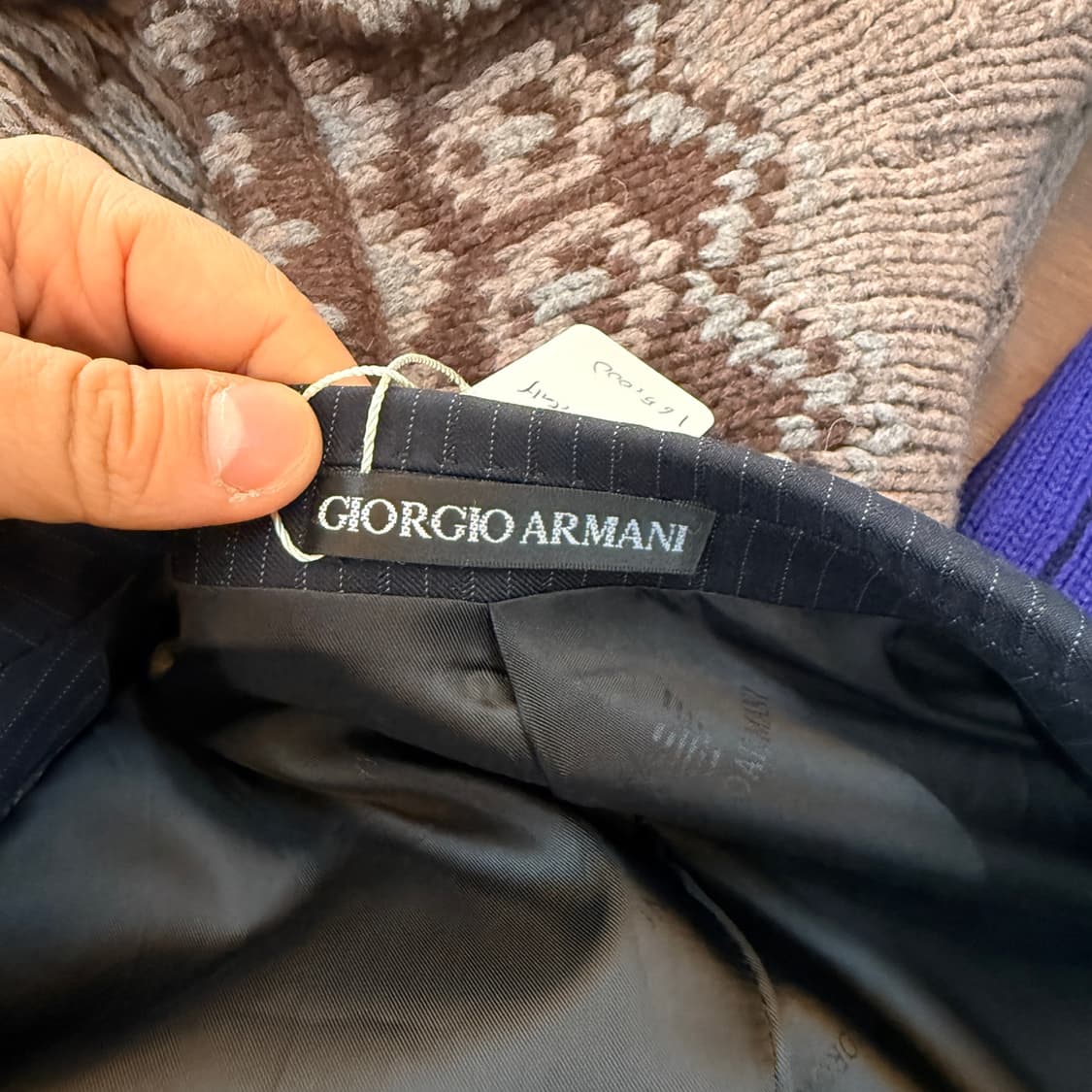 조르지오 아르마니 블랙 네이비 스트라이프 블레이저 자켓 52 이탈리아생산 상품이미지6
