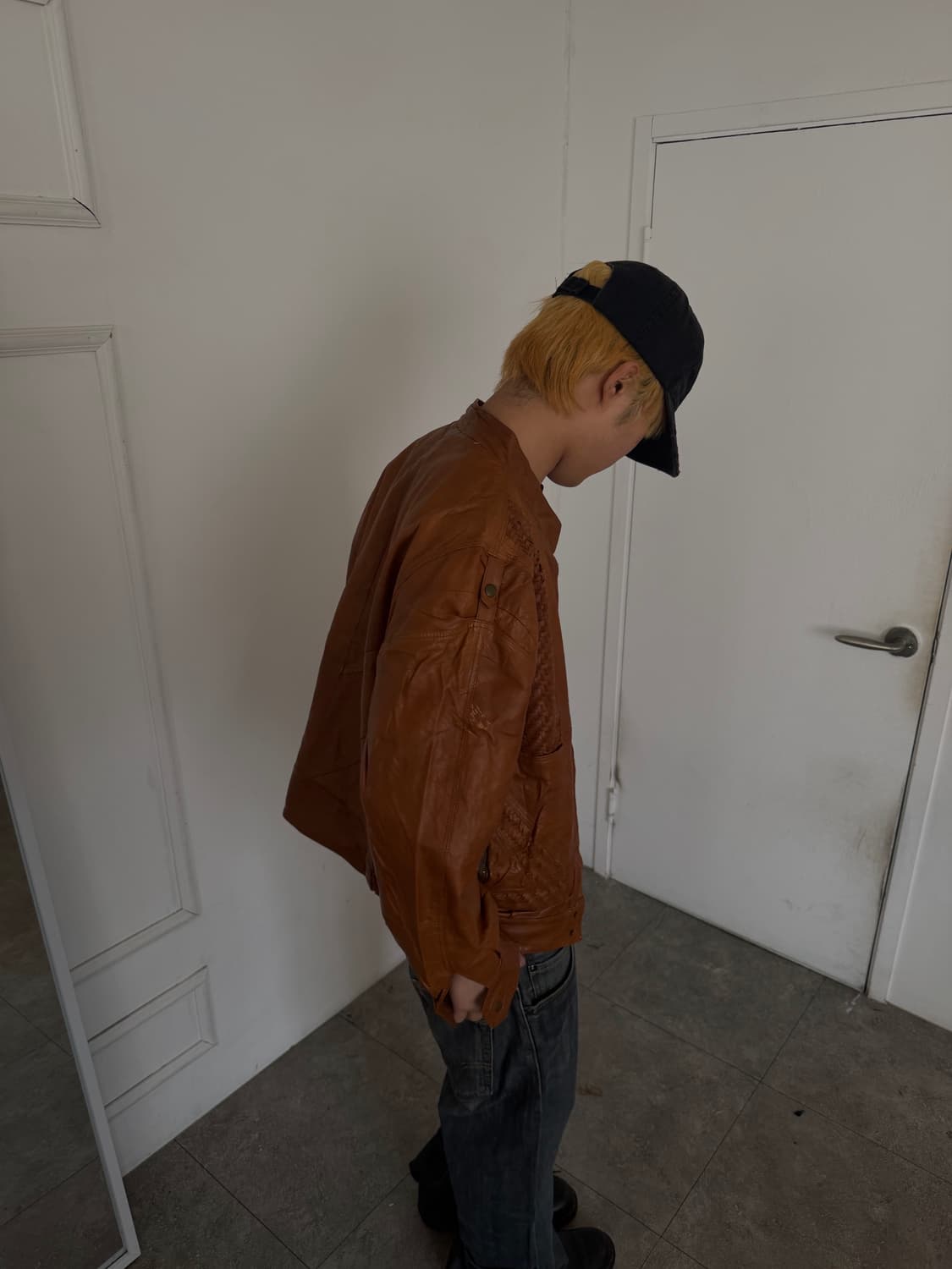 유러피안 위빙 레더 자켓 상품이미지4