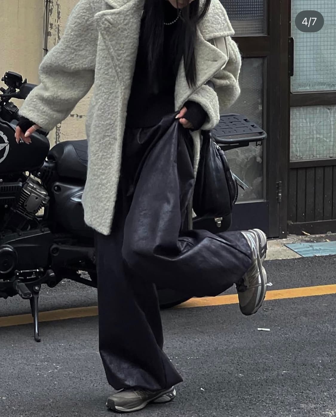 알파카 싱글 피코트 크림그레이 상품이미지4