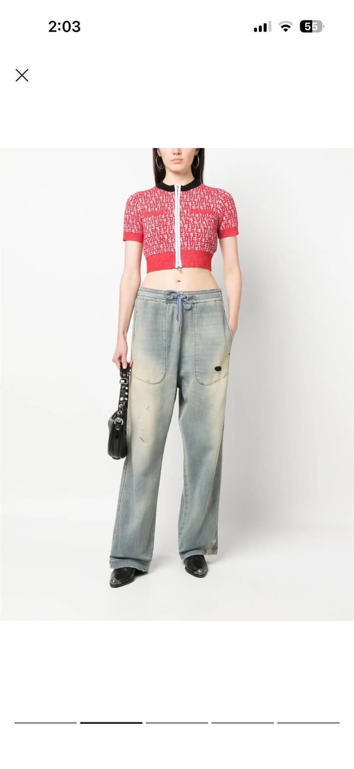 디젤 모노그램 패턴 크롭 지퍼 프런트 탑 상품이미지4