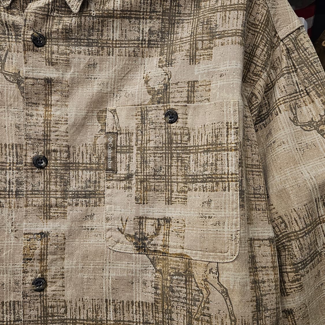 90s 콜롬비아 애니멀 실루엣 아웃도어 헌팅 리버 로지 셔츠 N1128 상품이미지3