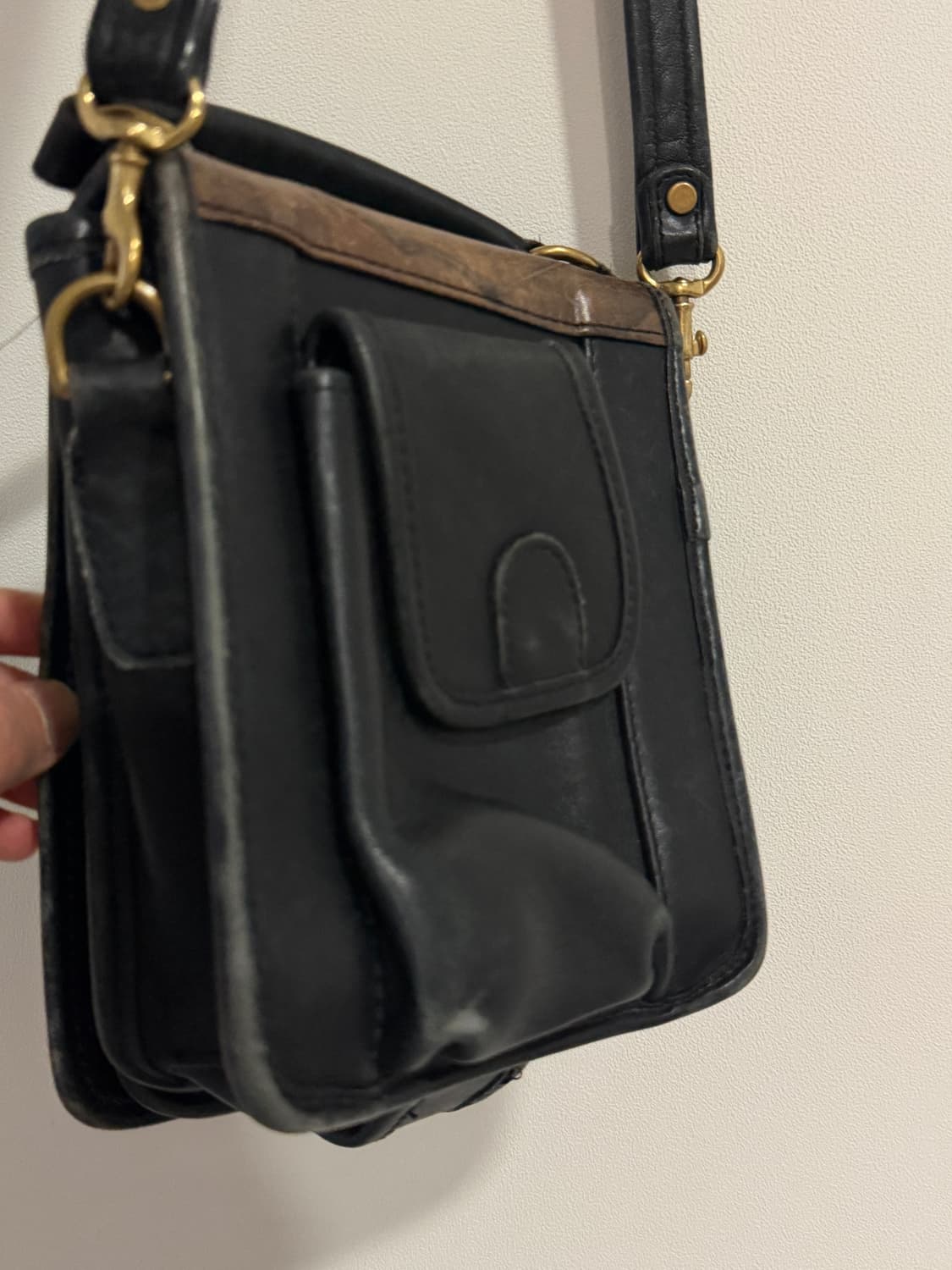 올드 빈티지 멀티포켓 리얼레더 미니 크로스백 상품이미지3