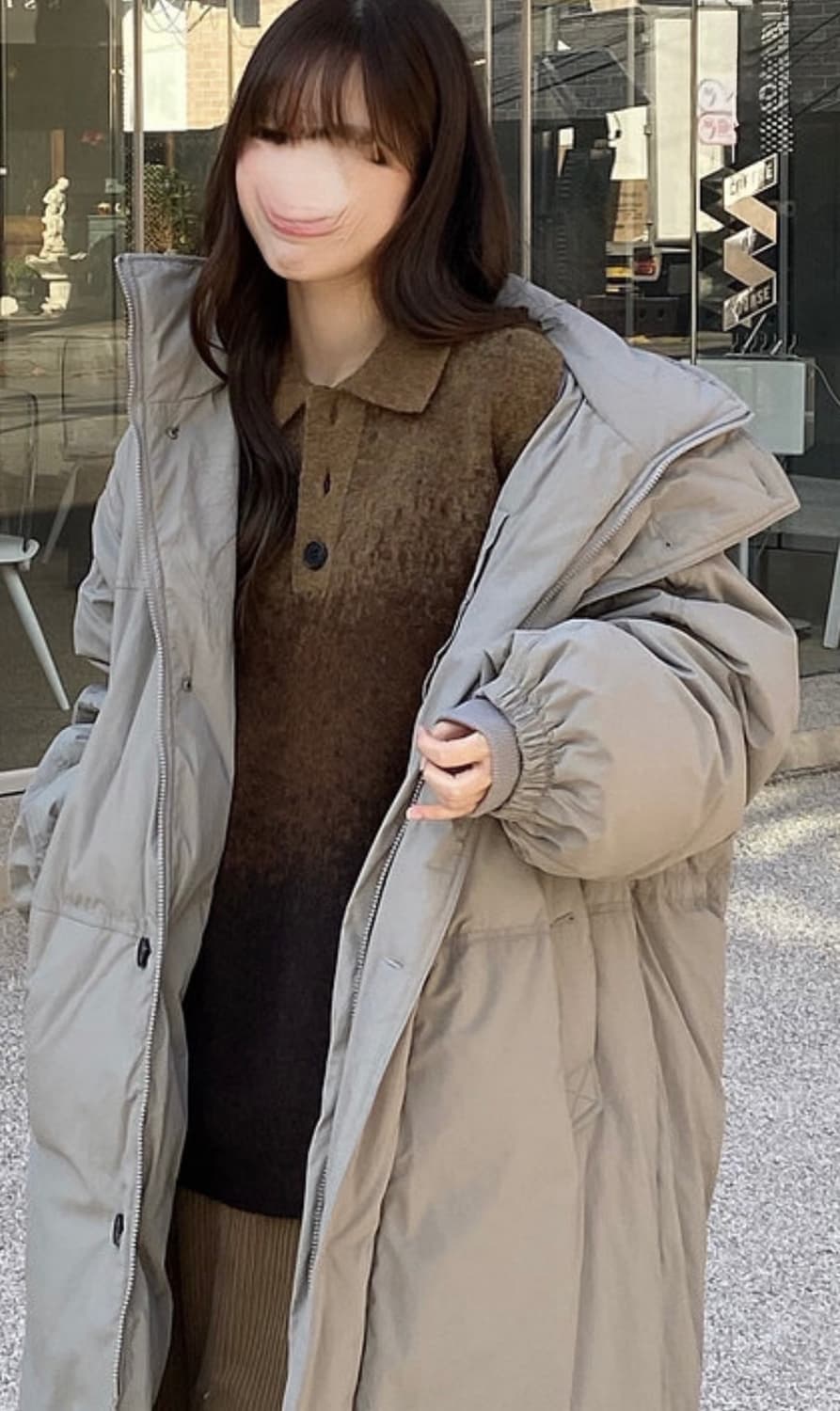 STUDIO TOMBOY 후드 롱다운 점퍼_그레이_S size 상품이미지2
