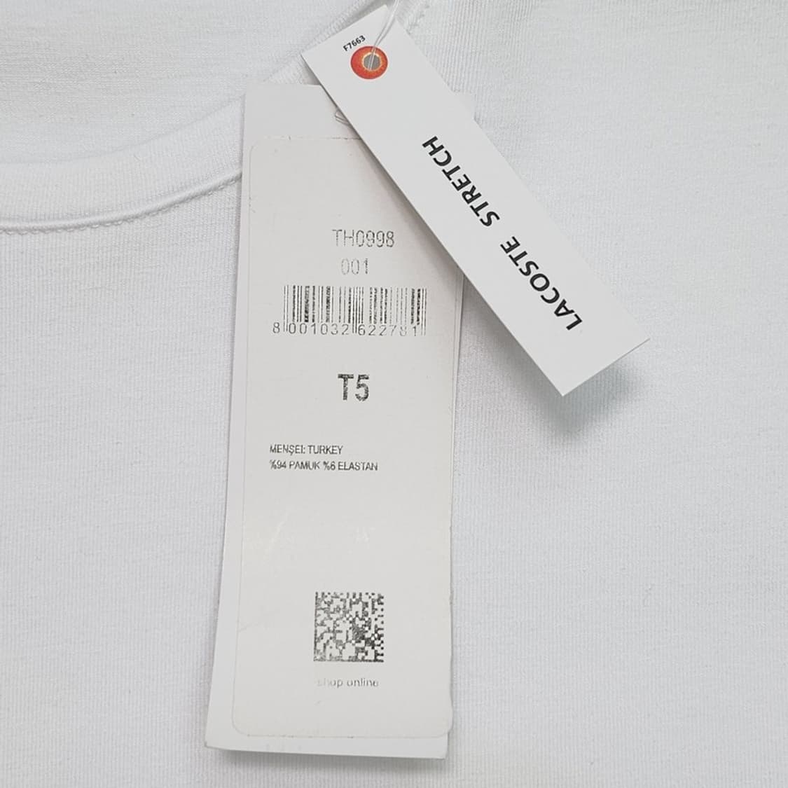 LACOSTE 화이트 반팔 M/L 상품이미지4