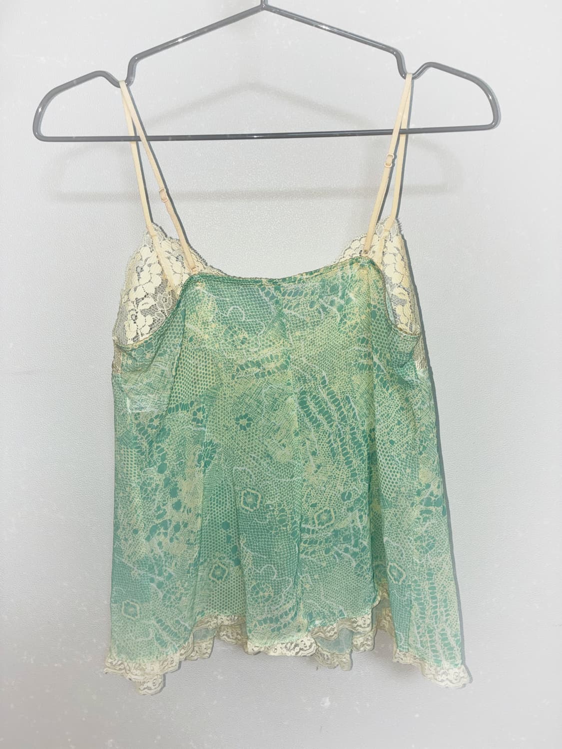 일본 빈티지 페어리 민트 레이스 슬립탑 상품이미지5