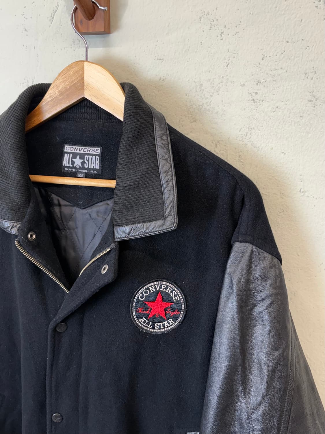 컨버스 90s 빈티지 빅로고 레더 바시티 자켓 상품이미지6