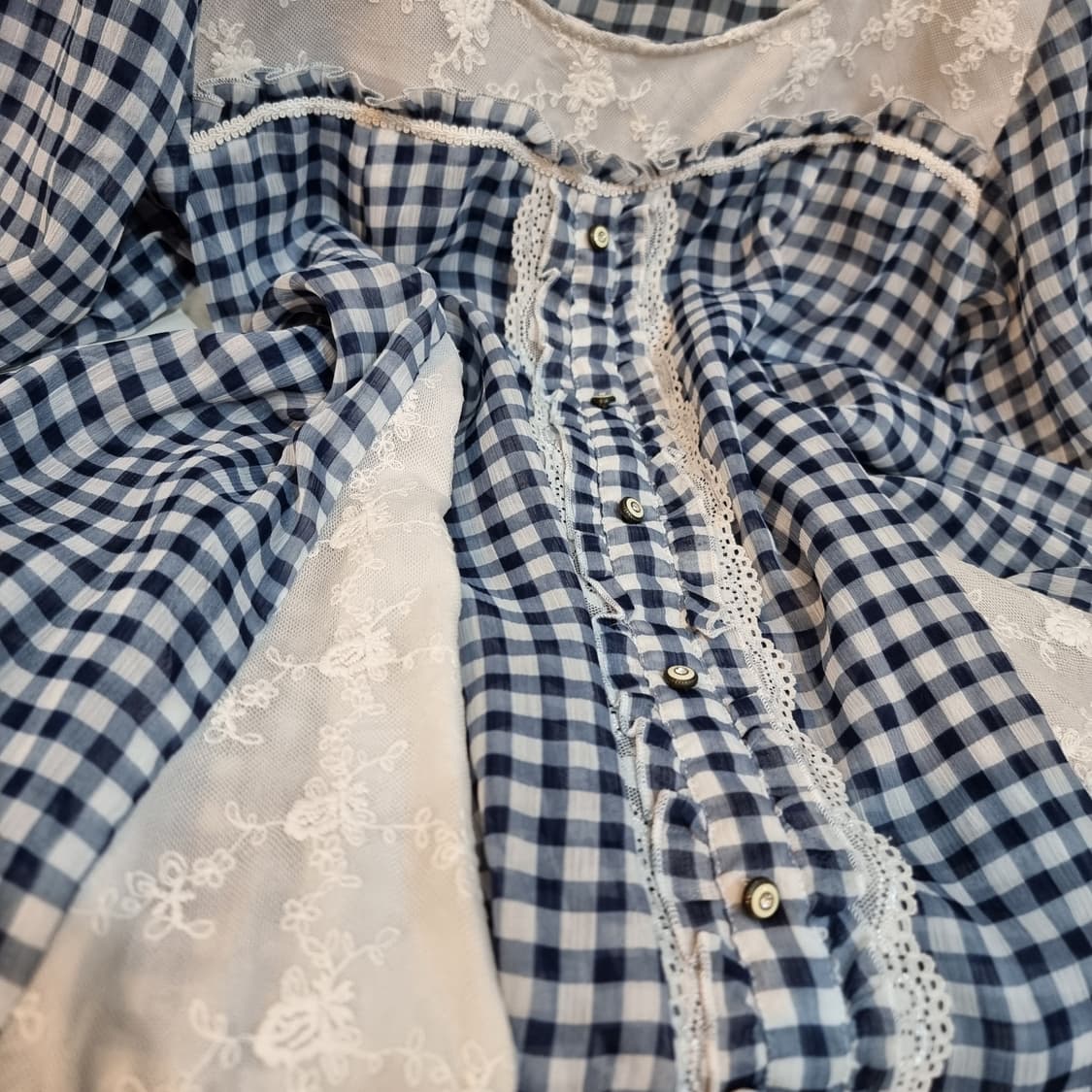 axes femme 체크 레이스 튜닉 상품이미지6